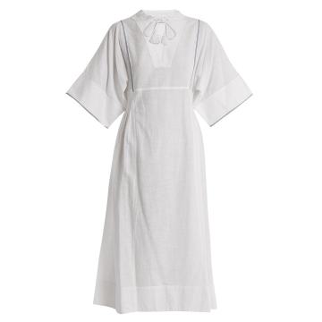 Vienna bell-sleeve cotton-voile dress