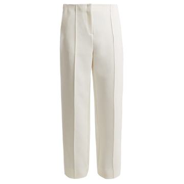 Mid-rise wide-leg side-striped trousers