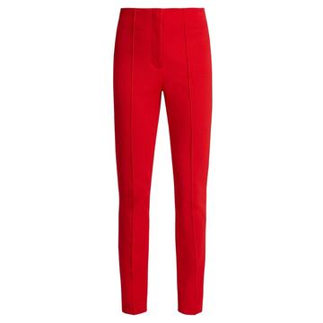 High-rise skinny stretch-crepe trousers