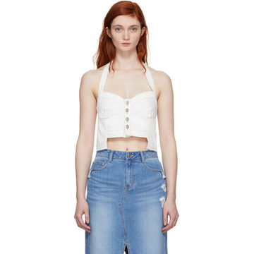 White Denim Button Front Bustier