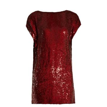 Cowl-back sequin-embellished mini dress