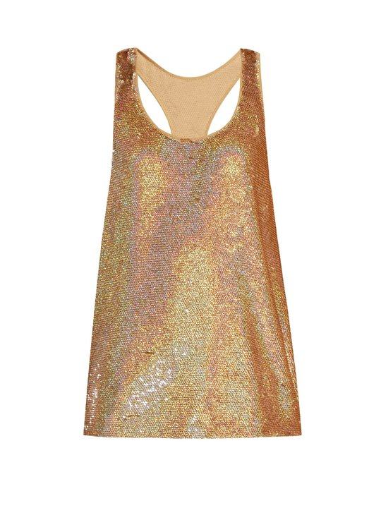 Racer-back sequin-embellished tank top展示图