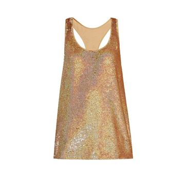 Racer-back sequin-embellished tank top