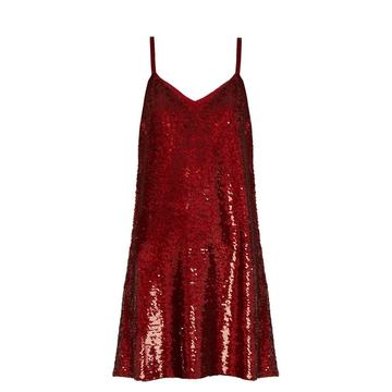 V-neck sequin-embellished mini dress