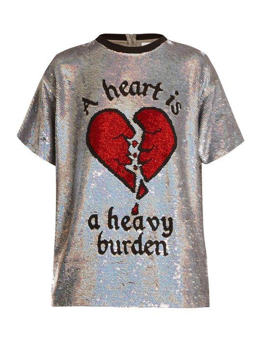 Broken heart sequin-embellished silk top展示图