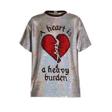 Broken heart sequin-embellished silk top