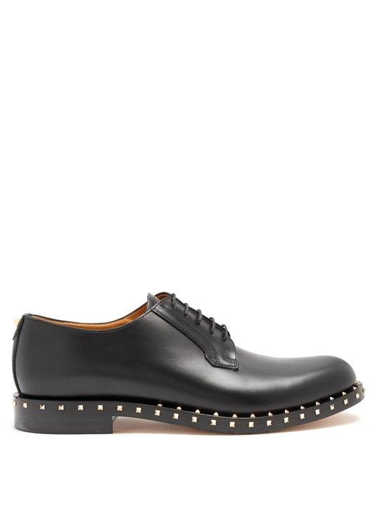 Micro Rockstud leather derby shoes展示图