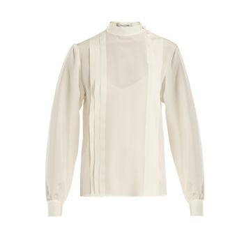 Pleated silk crepe de Chine blouse