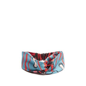 Blue lipstick print headband