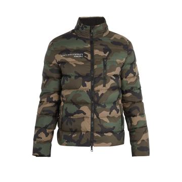 Camouflage-print quilted-down jacket