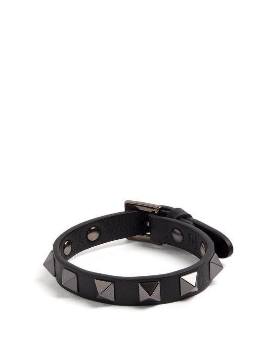 Rockstud-embellished leather bracelet展示图