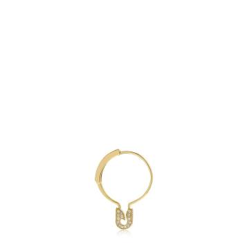 "SAFETY PIN"钻石装饰黄金单耳环