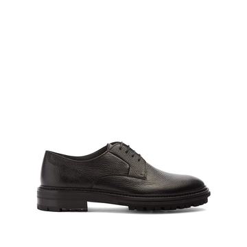 Lace-up grained-leather derby shoes