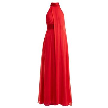 Flamingo halterneck silk-crepe gown