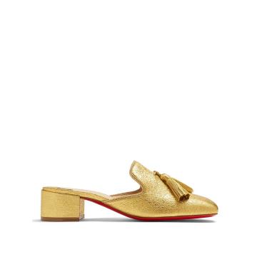 Barry tassel-embellished grained-leather mules