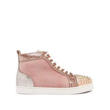 Lou stud-embellished suede high-top trainers