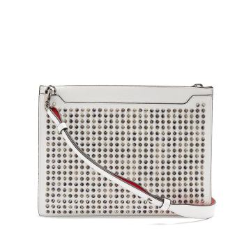Skypouch spike-embellished leather clutch