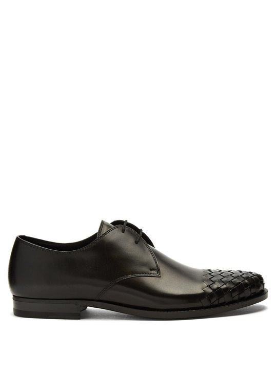 Intrecciato toecap leather derby shoes展示图