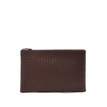 Intrecciato leather pouch