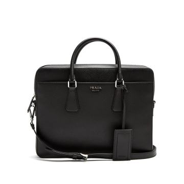 Zip-around saffiano-leather briefcase