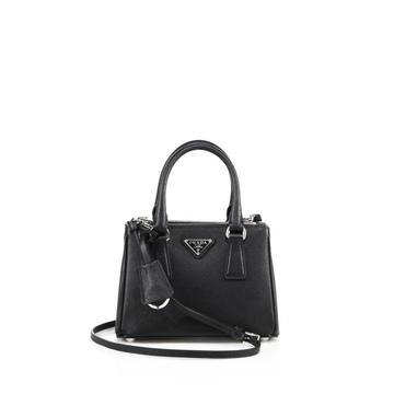 Mini Saffiano Leather Double-Zip Tote