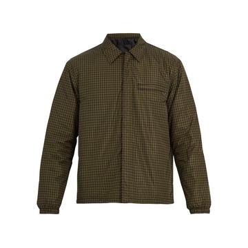 Point-collar checked shell jacket