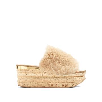 Camillie shearling wedge slides