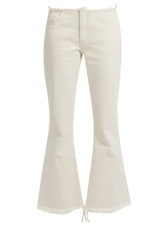 Capri frayed-edge flared cropped jeans展示图