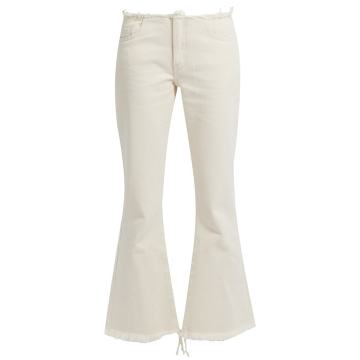 Capri frayed-edge flared cropped jeans