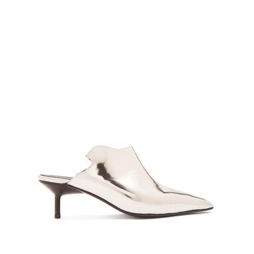 Point-toe kitten-heel leather mules