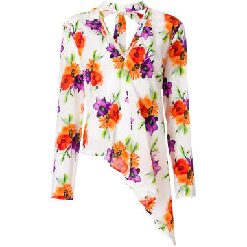 asymmetric floral blouse