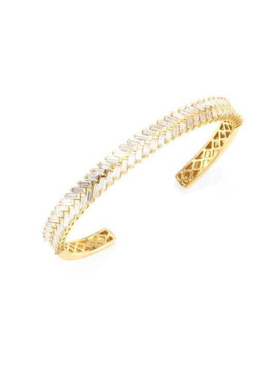 18K Yellow Gold &amp; Diamond Zipper Cuff展示图