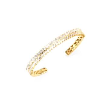 18K Yellow Gold &amp; Diamond Zipper Cuff