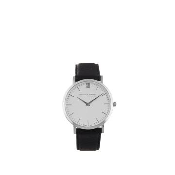 Lugano stainless-steel and leather watch