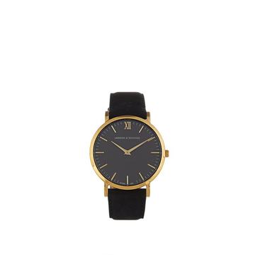 Lugano gold-plated and leather watch