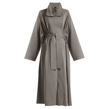 Notch-lapel cotton-blend jersey coat