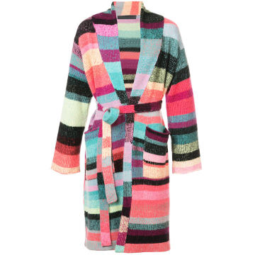 patched stripe robe