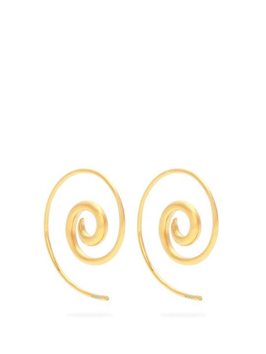 Rainbow Spiral coated yellow-gold earrings展示图