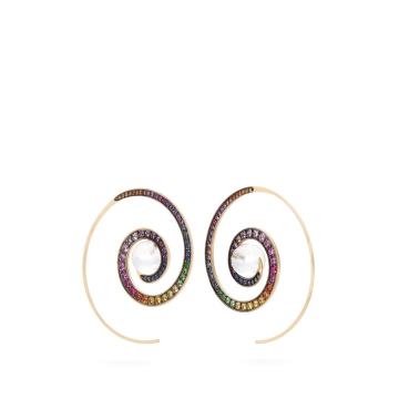 Spiral Moon Rainbow earrings