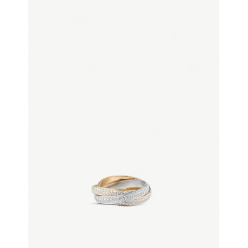 三位一体德 Cartier 18 ct 白色、 粉红色和黄色黄金钻石戒指