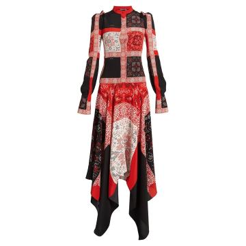 Cross-stitch print silk dress
