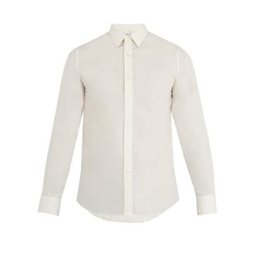 Spread-collar single-cuff cotton shirt