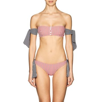 Mackenzie Striped Seersucker Bandeau Bikini Top