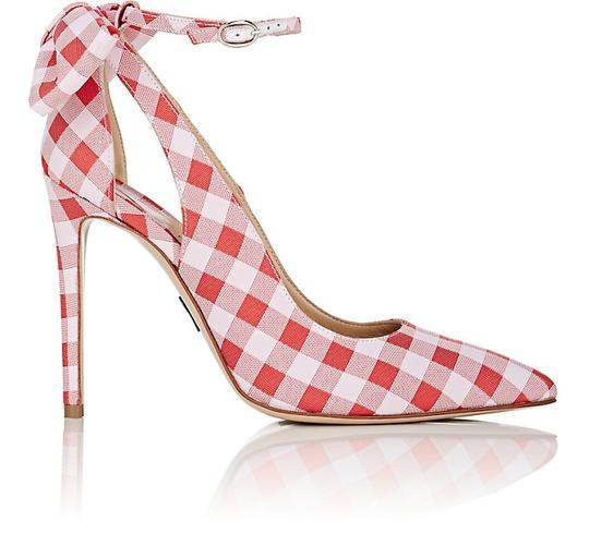 Fiona Gingham Ankle-Strap Pumps展示图