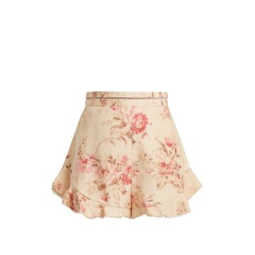 Corsair Flutter floral-print linen shorts