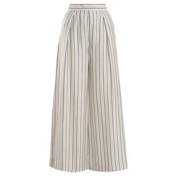 Painted Heart wide-leg striped satin trousers