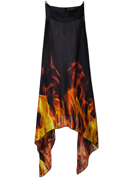 垂褶领火焰连衣裙展示图