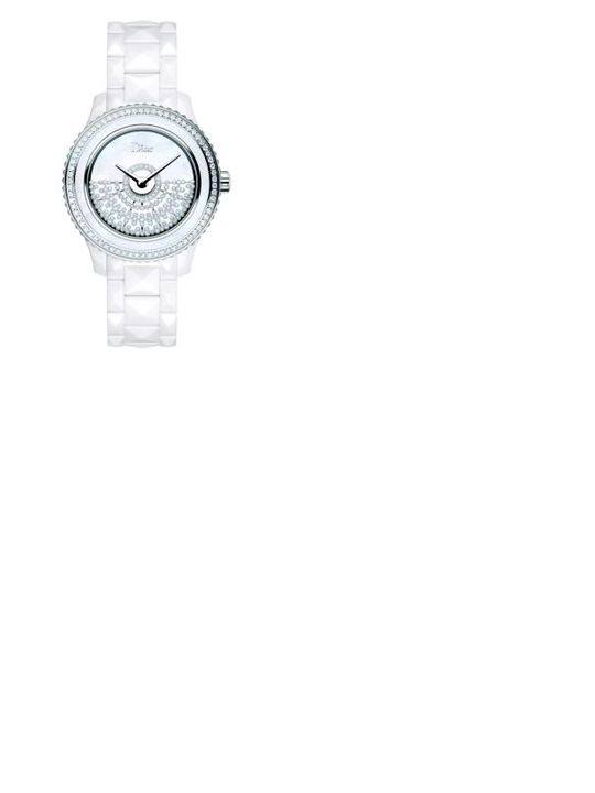 Dior VIII Grand Bal Diamond, Mother-Of-Pearl, White Ceramic &amp; Stainless Steel Automatic Bracelet Watch展示图