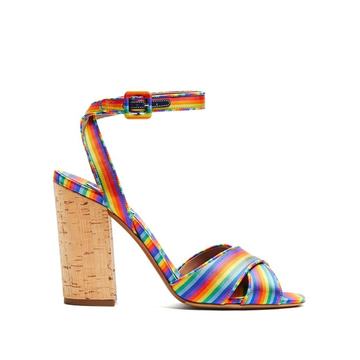 Connie rainbow-striped cross-over strap sandals