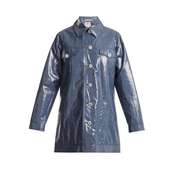 Filippo crystal-button coated-denim jacket